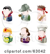 Poster, Art Print Of Digital Collage Of Six Avatar People Vampire Sherlock Holmes Rambo American Football Player Shakespear And A Chef