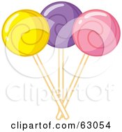 Royalty Free RF Clipart Illustration Of Three Different Flavored Suckers