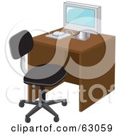 Poster, Art Print Of Modern Computer On A Desk With A Black Chair