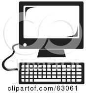Royalty Free RF Clipart Illustration Of A Retro Styled Black Desktop Computer by Rosie Piter #COLLC63061-0023
