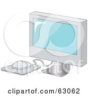 Poster, Art Print Of Modern White Desktop Computer With A Mouse And Mouse Pad