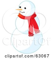 Poster, Art Print Of Carrot Nose Snowman Wearing A Red Scarf