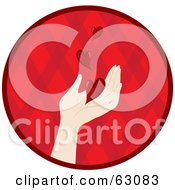 Poster, Art Print Of Red Hearts Floating Down Onto A Caucasian Hand In A Red Circle