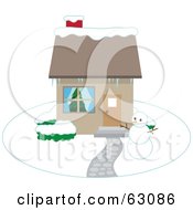 Poster, Art Print Of Snowman In The Yard Of A Home In Winter