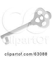 Royalty Free RF Clipart Illustration Of A Silver Skeleton Key With Holes