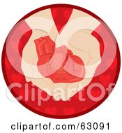 Royalty Free RF Clipart Illustration Of A Pair Of Hands Holding A Human Heart Over A Red Circle