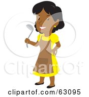 Black Woman Wearing An Apron And Holding A Ladle