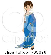 Beautiful Indian Woman Wearing A Bindi And A Blue Dress