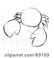 Royalty Free RF Clipart Illustration Of A Black And White Animal Factor Crab by Leo Blanchette