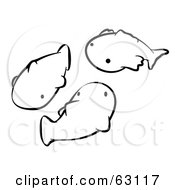 Royalty Free RF Clipart Illustration Of Black And White Animal Factor Koi Fish
