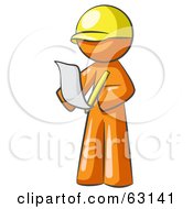 Orange Man Draftsman Reviewing Plans
