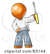 Orange Man Electrician Holding A Screwdriver
