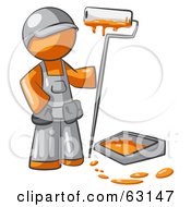 Orange Man Painter With A Paint Pan And Roller