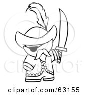 Royalty Free RF Clipart Illustration Of A Black And White Human Factor Pirate With A Sword
