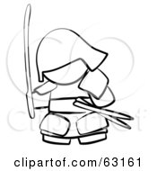 Royalty Free RF Clipart Illustration Of A Black And White Human Factor Samurai With Weapons