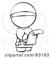 Royalty Free RF Clipart Illustration Of A Black And White Human Factor Monk Reading A Scroll Letter
