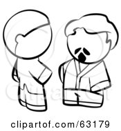 Royalty Free RF Clipart Illustration Of Black And White Human Factor Men Talking
