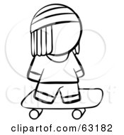 Royalty Free RF Clipart Illustration Of A Black And White Human Factor Skater Boy by Leo Blanchette
