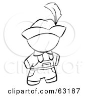 Royalty Free RF Clipart Illustration Of A Black And White Human Factor Swiss Man In A Hat