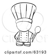 Royalty Free RF Clipart Illustration Of A Black And White Human Factor Chef Holding A Mixing Spoon