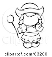 Royalty Free RF Clipart Illustration Of A Black And White Human Factor Dutch Girl With A Tulip