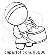 Royalty Free RF Clipart Illustration Of A Black And White Human Factor Chinese Drummer Man