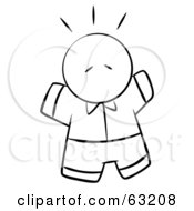 Royalty Free RF Clipart Illustration Of A Black And White Human Factor Scared Or Excited Man