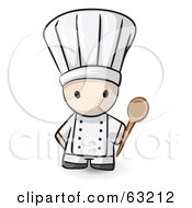 Royalty Free RF Clipart Illustration Of A Human Factor Chef With A Mixing Spoon