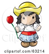 Human Factor Dutch Girl Holding A Red Tulip