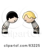 Royalty Free RF Clipart Illustration Of Human Factor Karate Boys Bowing