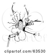 Royalty Free RF Clipart Illustration Of A Black And White Witch Drinking Through A Straw Sketch