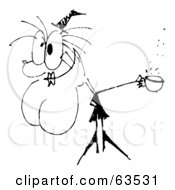 Royalty Free RF Clipart Illustration Of A Black And White Witch Holding Coffee Sketch by Andy Nortnik