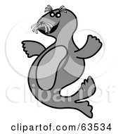 Royalty Free RF Clipart Illustration Of A Happy Gray Seal Pup by Andy Nortnik