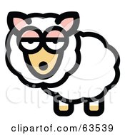 Poster, Art Print Of Bored White Sheep With Fluffy Fleece