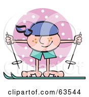 Poster, Art Print Of Freckled Boy Skiing