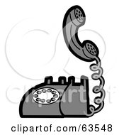 Royalty Free RF Clipart Illustration Of A Gray Retro Landline Telephone by Andy Nortnik