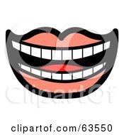 Royalty Free RF Clipart Illustration Of A Laughing Mouth Lined With Perfect Teeth And Pink Lips