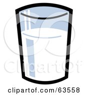 Royalty Free RF Clipart Illustration Of A Shiny Glass Of Cow Or Soy Milk