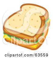 Royalty Free RF Clipart Illustration Of A Bologna Sandwich With Lettuce And Cheese by Andy Nortnik