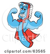 Royalty Free RF Clipart Illustration Of A Strong Blue And Red Super Hero Toothbrush
