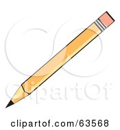 Royalty Free RF Clipart Illustration Of A Tilted Yellow School Pencil With An Eraser Tip by Andy Nortnik
