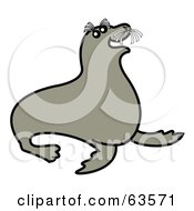 Royalty Free RF Clipart Illustration Of A Happy Brown Seal by Andy Nortnik