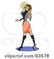 Poster, Art Print Of Sexy Woman In A Skirt Looking Back And Talking On A Cell Phone