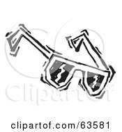 Royalty Free RF Clipart Illustration Of A Black And White Sunglasses Sketch