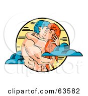 Royalty Free RF Clipart Illustration Of A Romantic Young Nude Couple Passionately Embracing