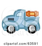 Poster, Art Print Of Blue Vintage Pickup Truck With Wooden Rails