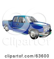 Poster, Art Print Of Blue Chevy Silverado Pickup Truck