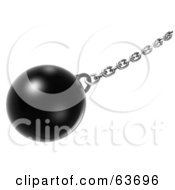 Poster, Art Print Of Swinging 3d Black Ball On A Silver Chain - Version 2