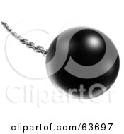Poster, Art Print Of Swinging 3d Black Ball On A Silver Chain - Version 1