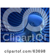 Royalty Free RF Clipart Illustration Of A 3d Virtual Person In Front Of A Blue Binary Code Tunnel by Tonis Pan #COLLC63698-0042